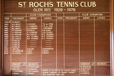 St Roch's Tennis Club Club Champions