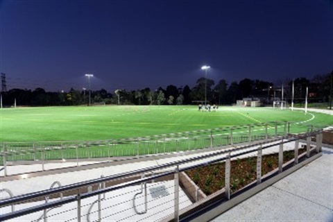 Night shot displaying lighting on a sporting field