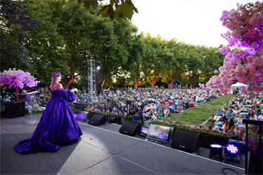 Natalie Jones singing to crowd