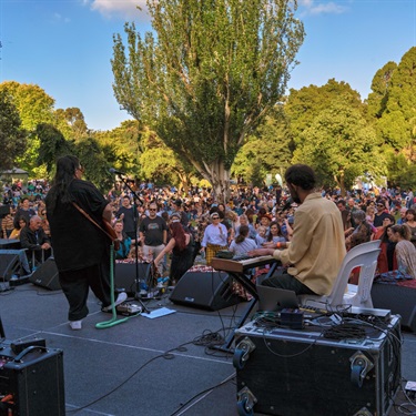 Sunset Sounds artists performing to crowd